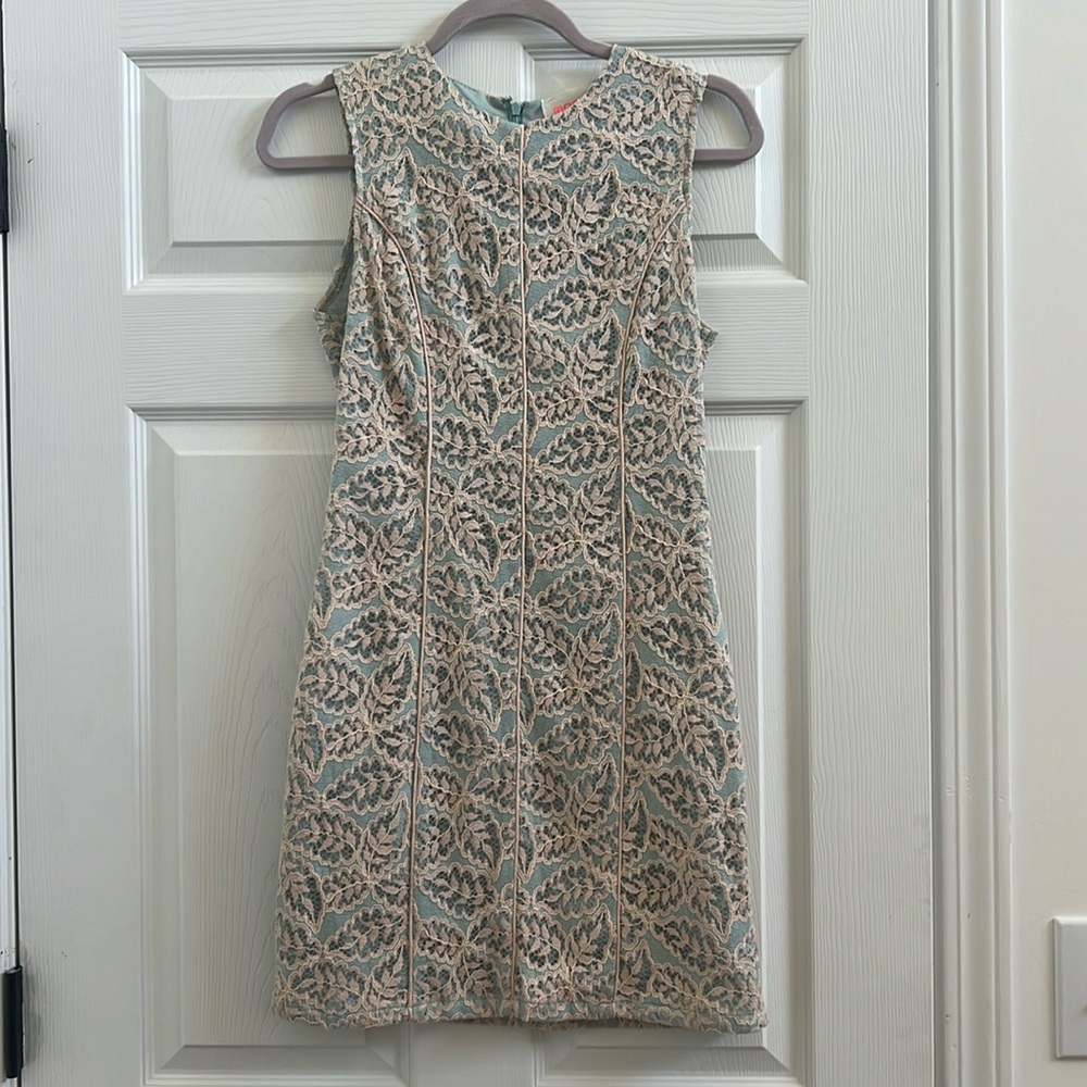 Light blue and pink lace dress